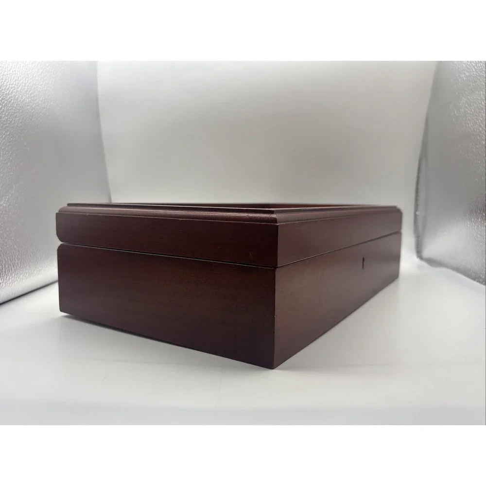 Eureka Fountain Pen Storage Box USA Wood w/ Burgundy Velvet Interior - 29 Slots